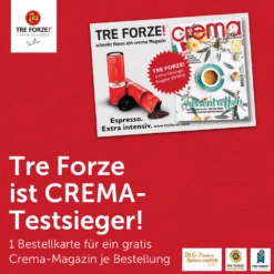Tre Forze Espresso 1kg Bohnen -Kaffeegetränkeladen ESP Aktion Startseite Header 3Spalten 2018 06 CremaMagazinTreForze v1 01 FacebookInsta 1280x1280