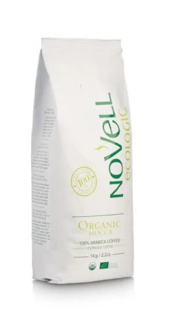 Novell Organic Mocca BIO Espressobohnen 1kg -Kaffeegetränkeladen Novell Organic Mocca 1kg Seitlich Rechts 1280x1280